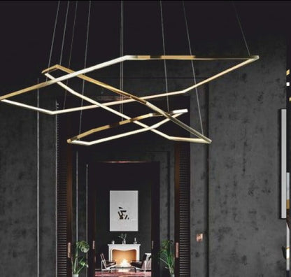 JS-GL-GEH 1160 - GOLD METAL & ACRYLIC Modern Hanging Light