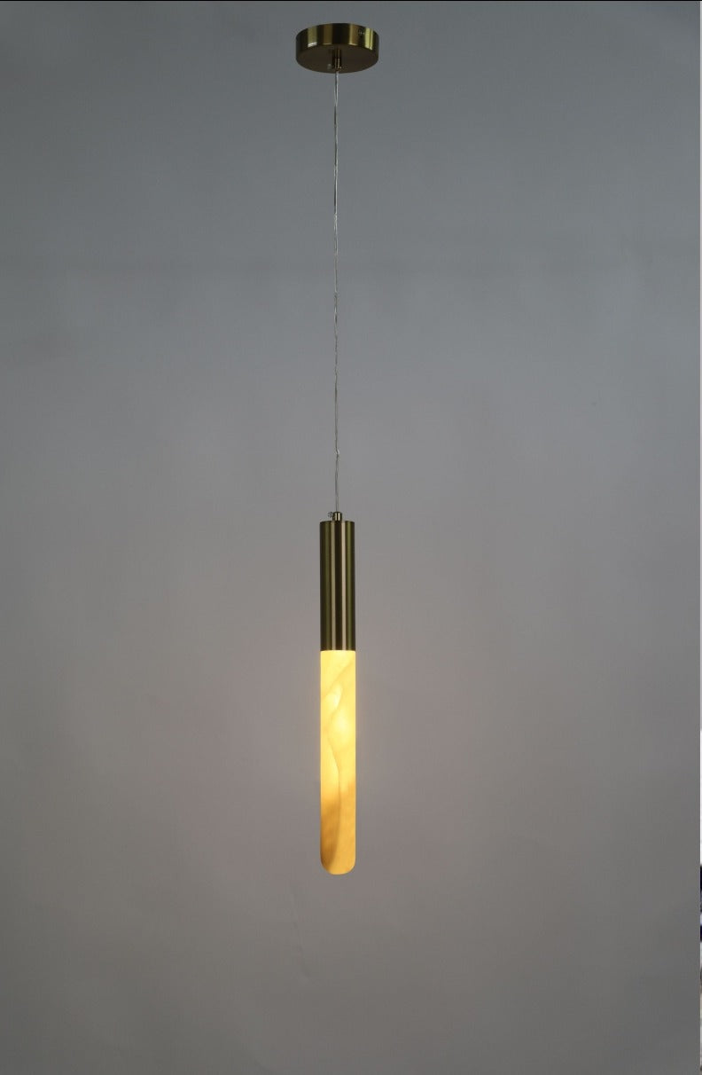 JS-GL-MB2397 - Antique Brass Metal & Onyx Marble Hanging Light