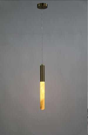 JS-GL-MB2397 - Antique Brass Metal & Onyx Marble Hanging Light