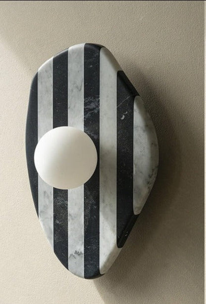 JS-GL-MB 200-300 BK - Black Metal & Black Marble & Glass Marble Wall Light