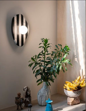 JS-GL-MB 200-300 BK - Black Metal & Black Marble & Glass Marble Wall Light