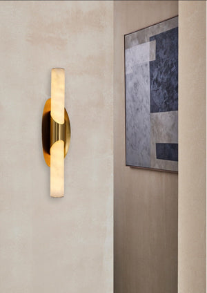 JS-GL-MB 20258 - Antique Brass Metal & Onyx Marble Wall Light