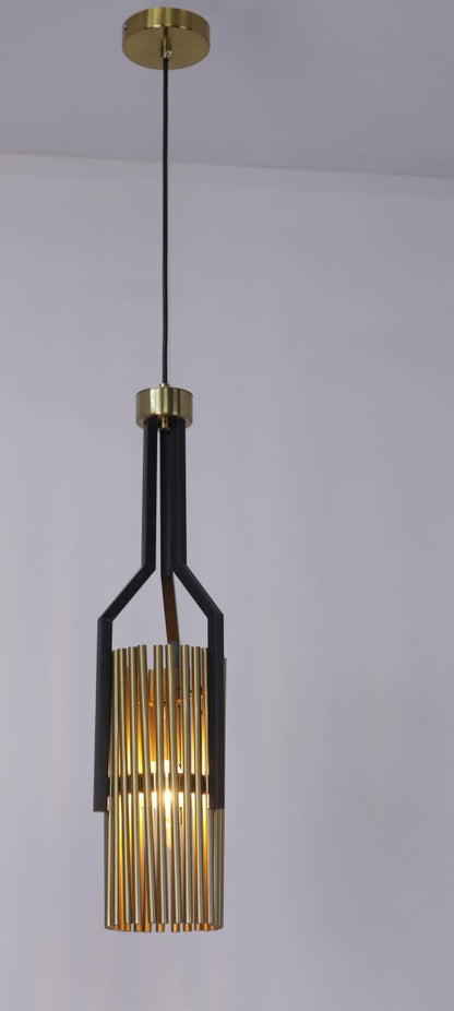 JS-GL-ST-1P - Antique Brass & Black Metal Hanging Light