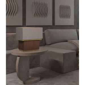JS-GL-0021 BR - Texture Brown & Texture Beige & Gold Metal Modern Table Lamp