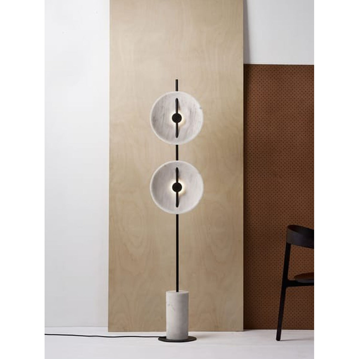 JS-GL-0027-F - Black Metal & Resin Marble Floor Lamp