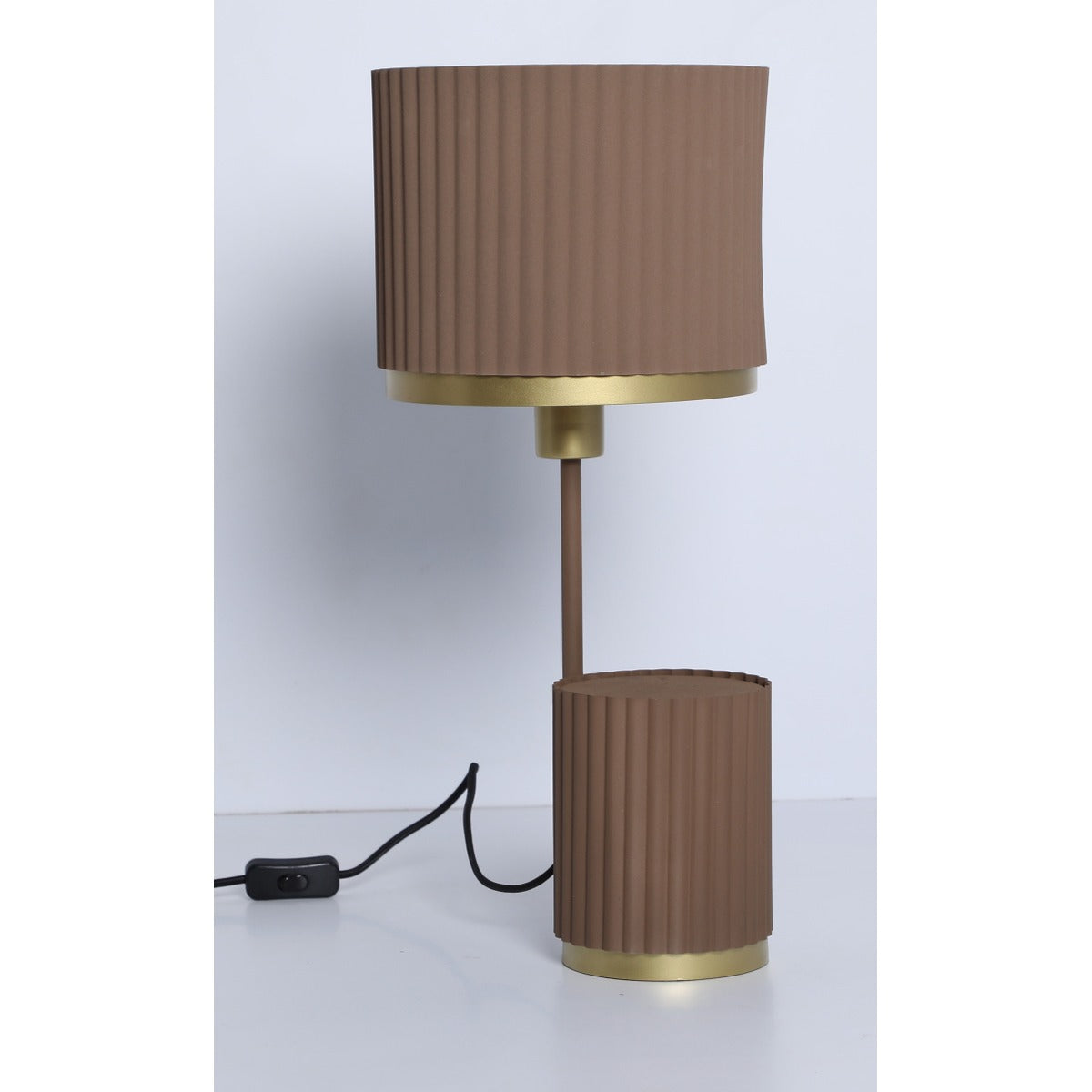 JS-GL-0046-T BR - Texture Brown & Gold Metal Modern Table Lamp