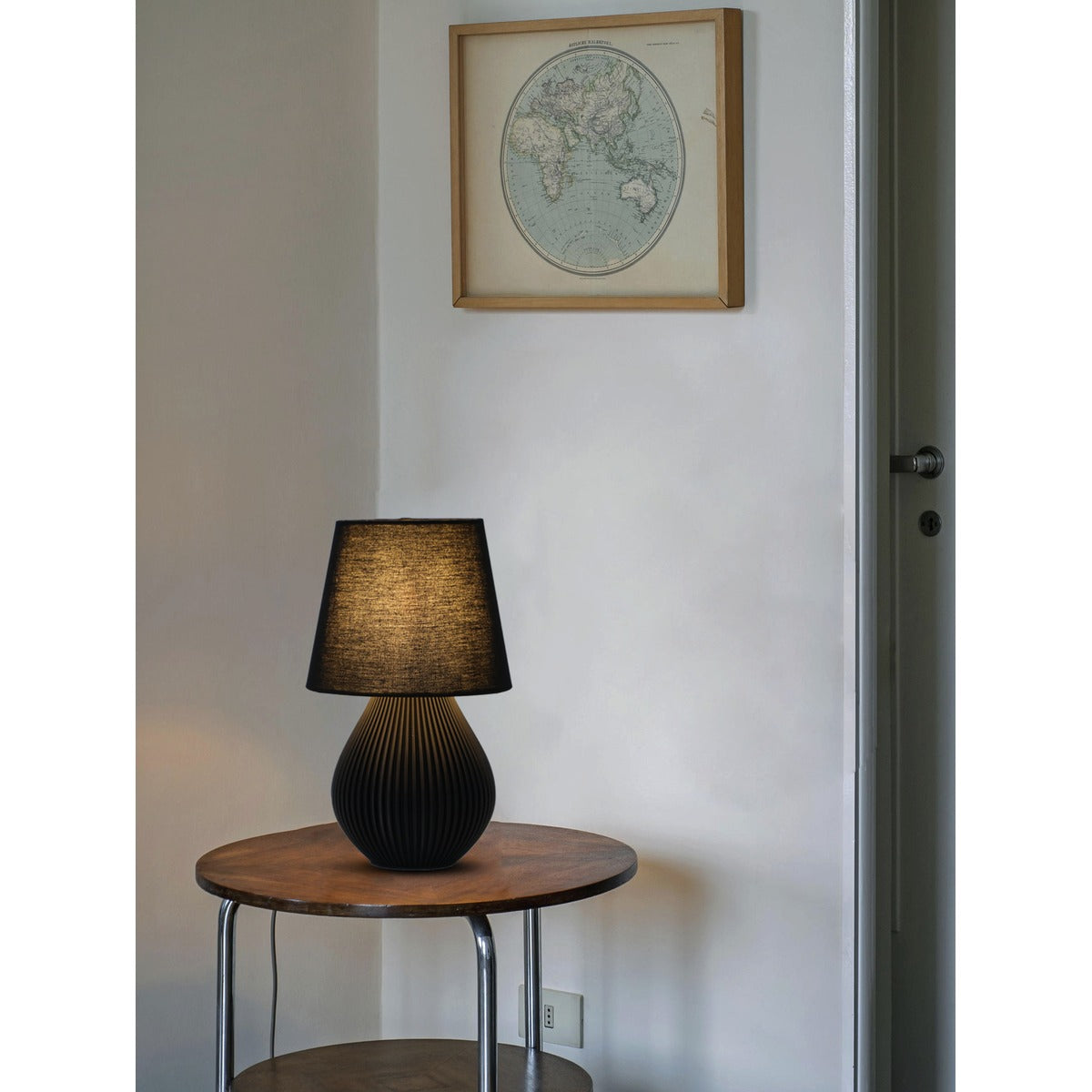JS-GL-00779-BK - Black Metal & Pla Modern Table Lamp