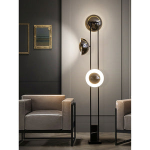 JS-GL-052-F - Pearl Black & White Metal Floor Lamp