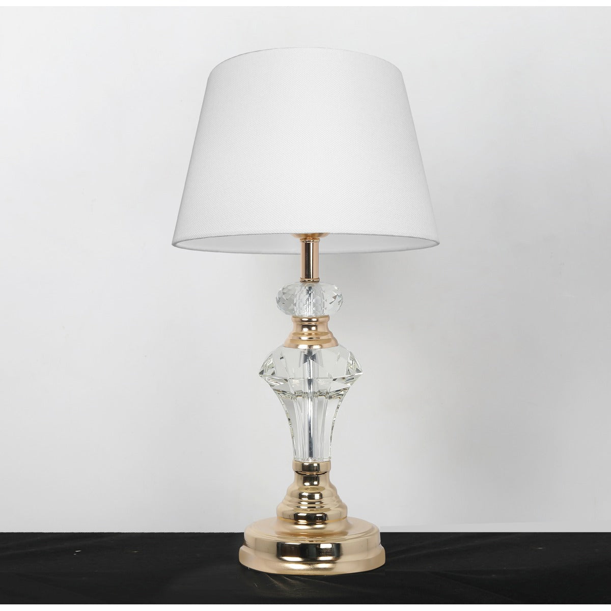JS-GL-2406-TL - Antique Brass Metal & Fabric Shade Modern Table Lamp