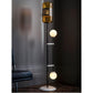 JS-GL-2448-AMB - Black Metal & Glass Marble Floor Lamp