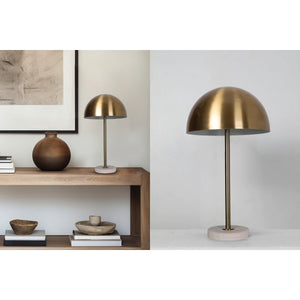JS-GL-4005-TL WH - Antique Brass & White Metal & Marble Modern Table Lamp