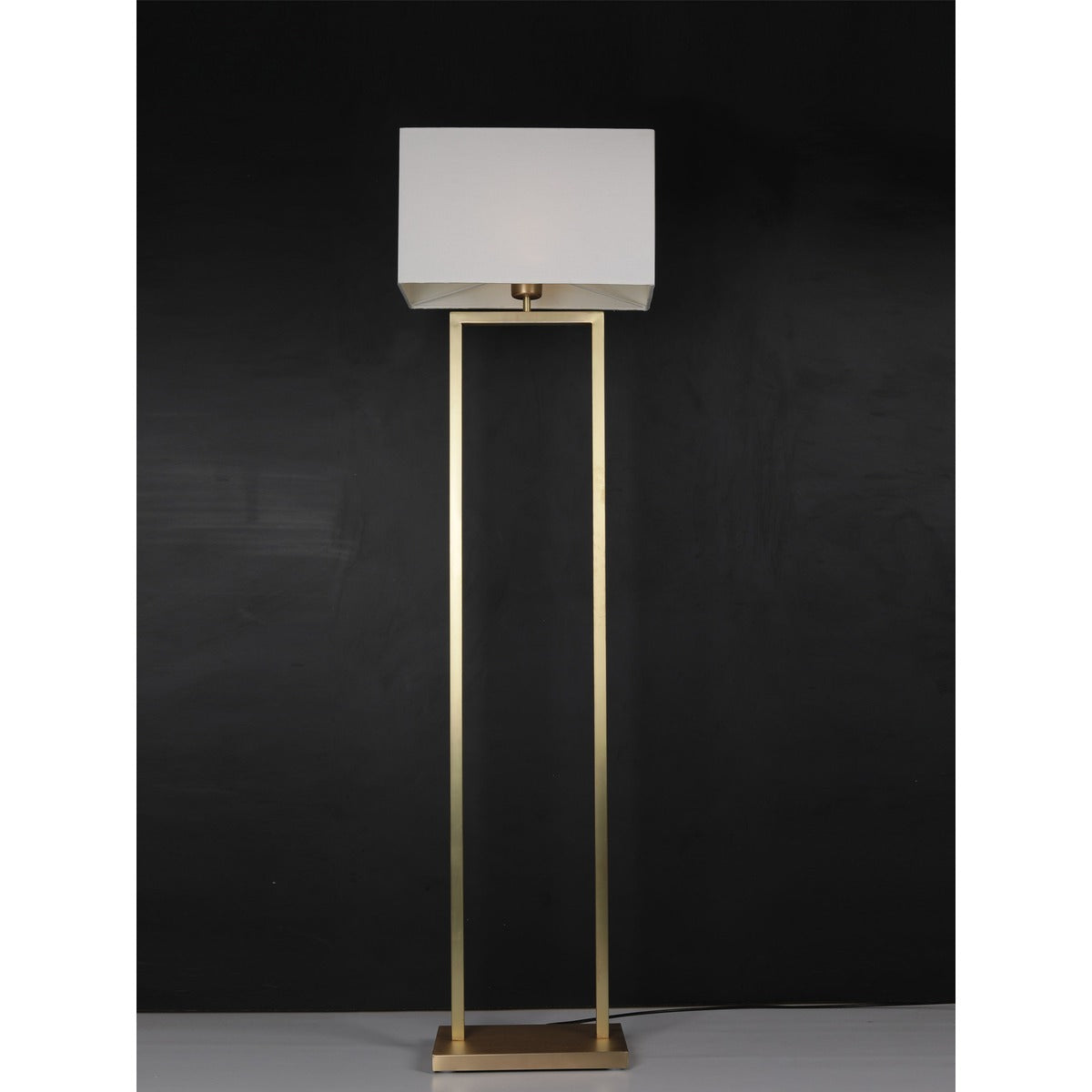 JS-GL-5520-AB-F - Antique Brass Metal & Fabric Shade Modern Floor Lamp