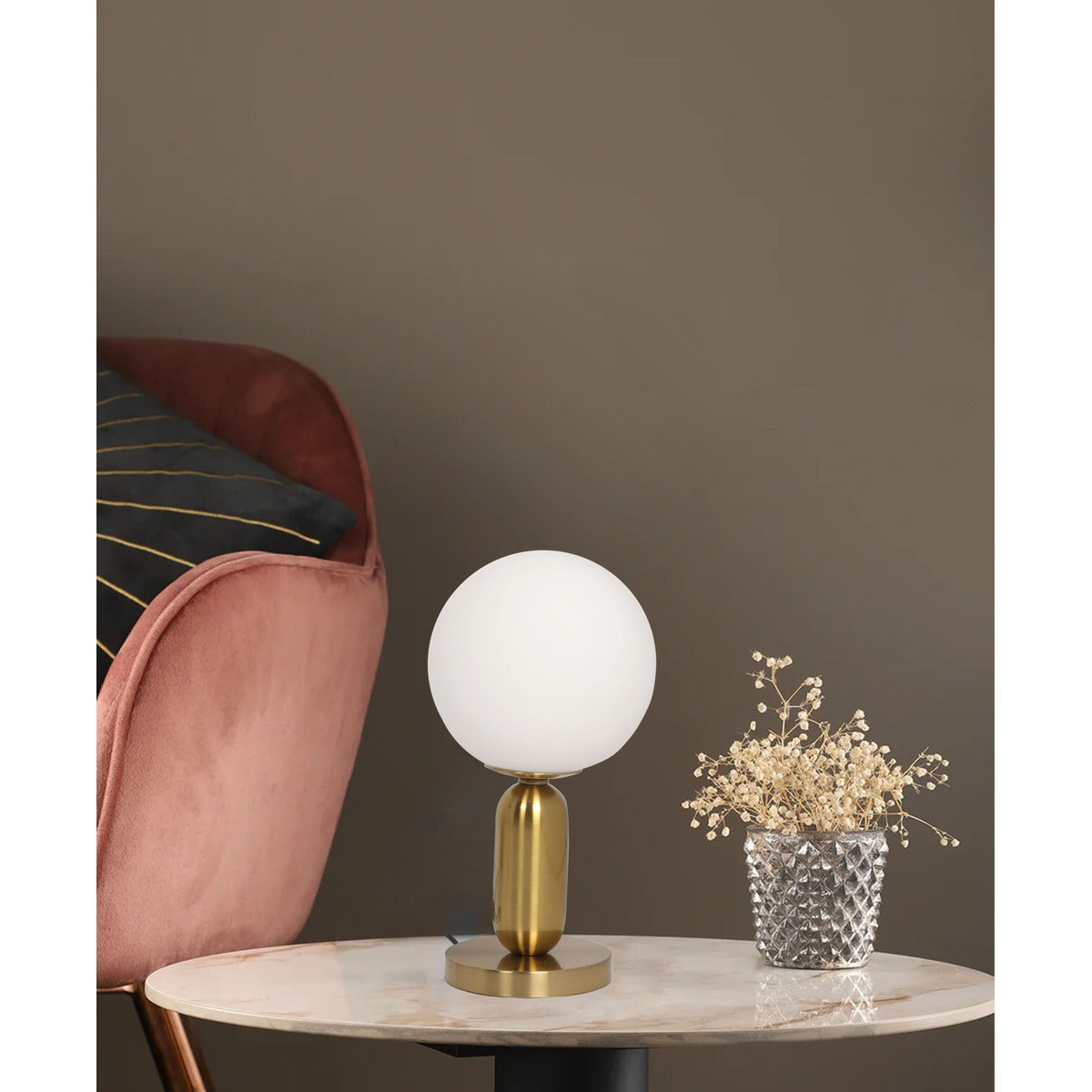 JS-GL-9711-TL - Antique Brass Metal & Acrylic Modern Table Lamp
