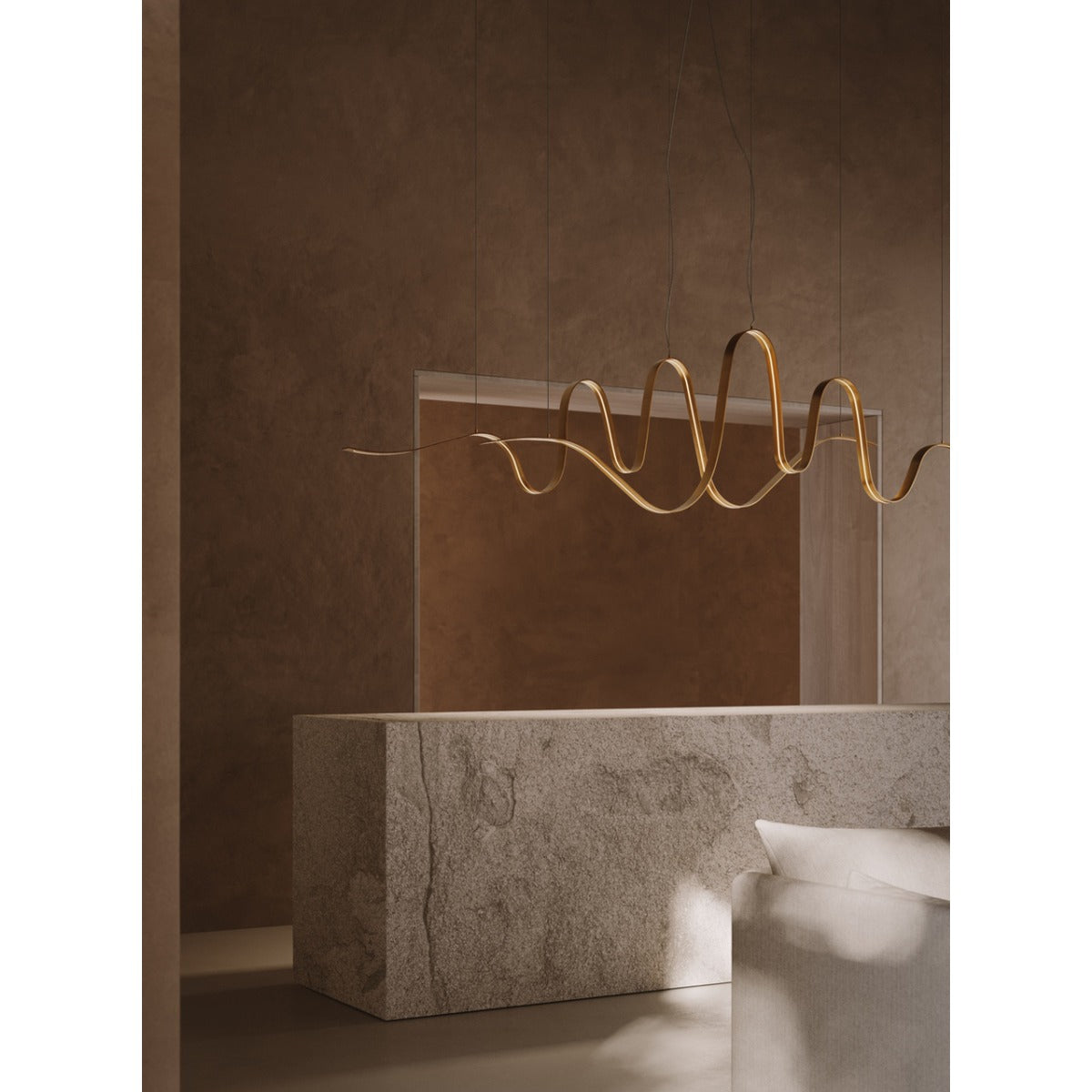 JS-GL-024-2 - Brushed Gold Metal & Acrylic Modern Hanging Light