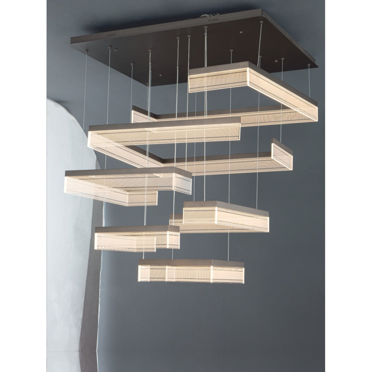 JS-GL-05790P-6 - Pearl Co铿€ee Metal & Acrylic Led Chandelier