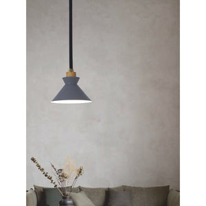 JS-GL-06016-1 - Antique Brass & Grey & White Metal & Wood & Black Leather Modern Hanging Light