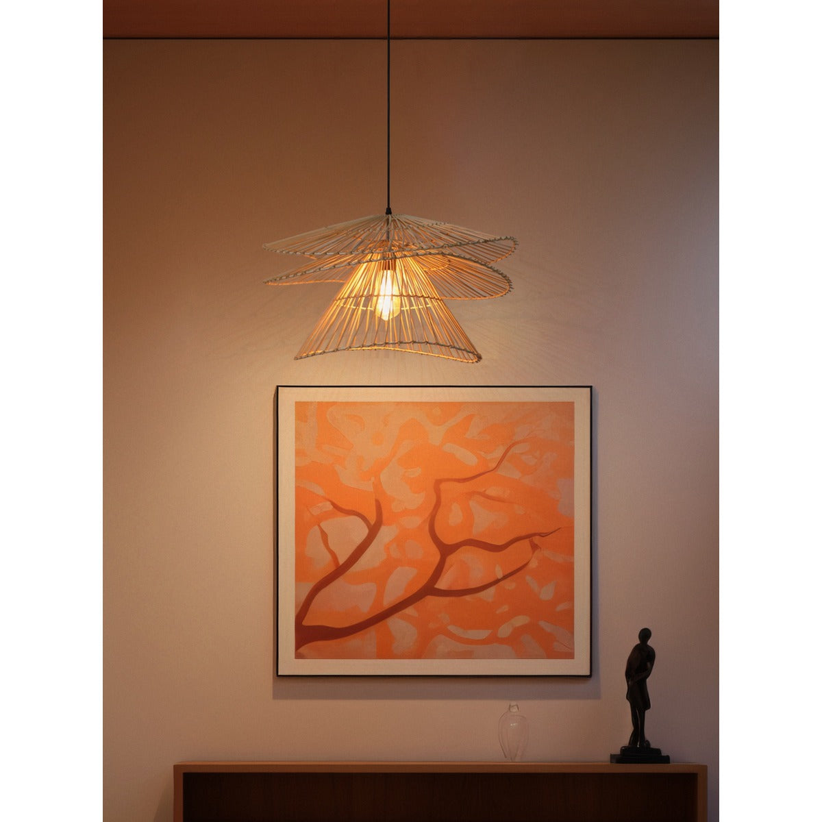 JS-GL-10125-1 - Black Metal Cane Hanging Light