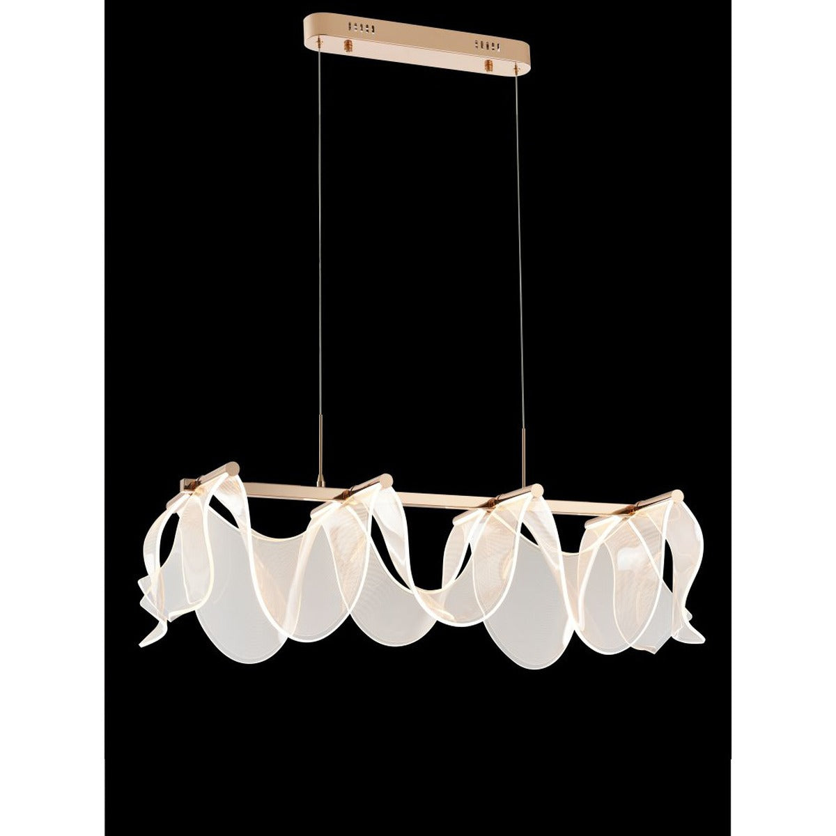 JS-GL-1059-8 - French Gold Metal & Acrylic Led Chandelier