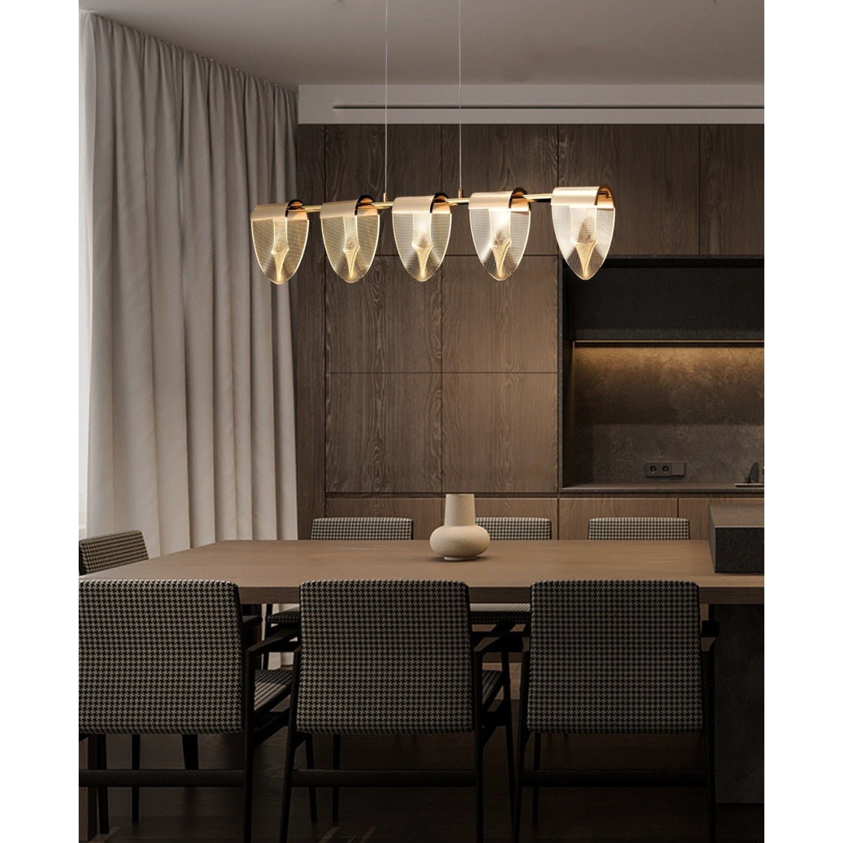 JS-GL-1068-100 - French Gold Metal & Acrylic Led Chandelier