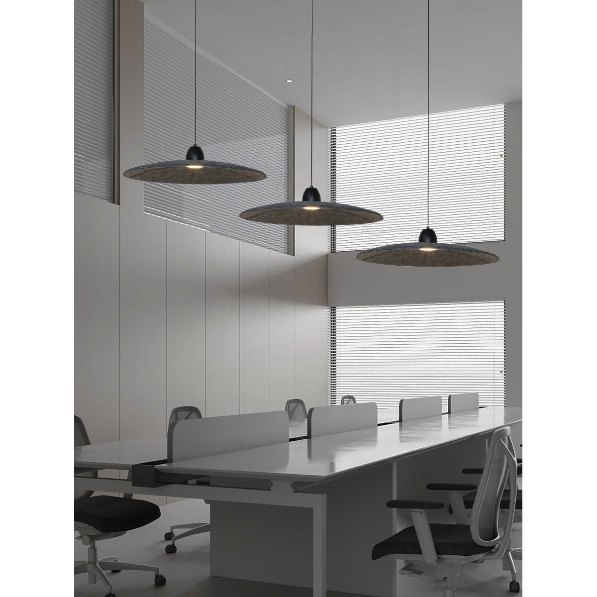 JS-GL-1072-600 GY - Grey Metal & Acoustic Modern Hanging Light