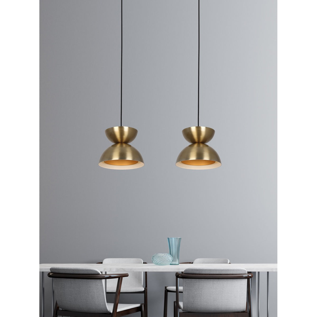 JS-GL-1217-1 - Antique Brass & White & Gold Metal & Acrylic Modern Hanging Light