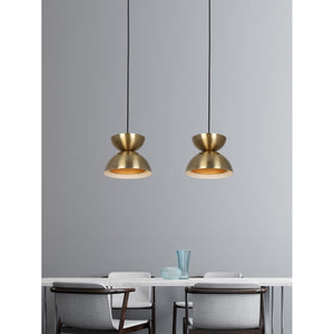 JS-GL-1217-1 - Antique Brass & White & Gold Metal & Acrylic Modern Hanging Light