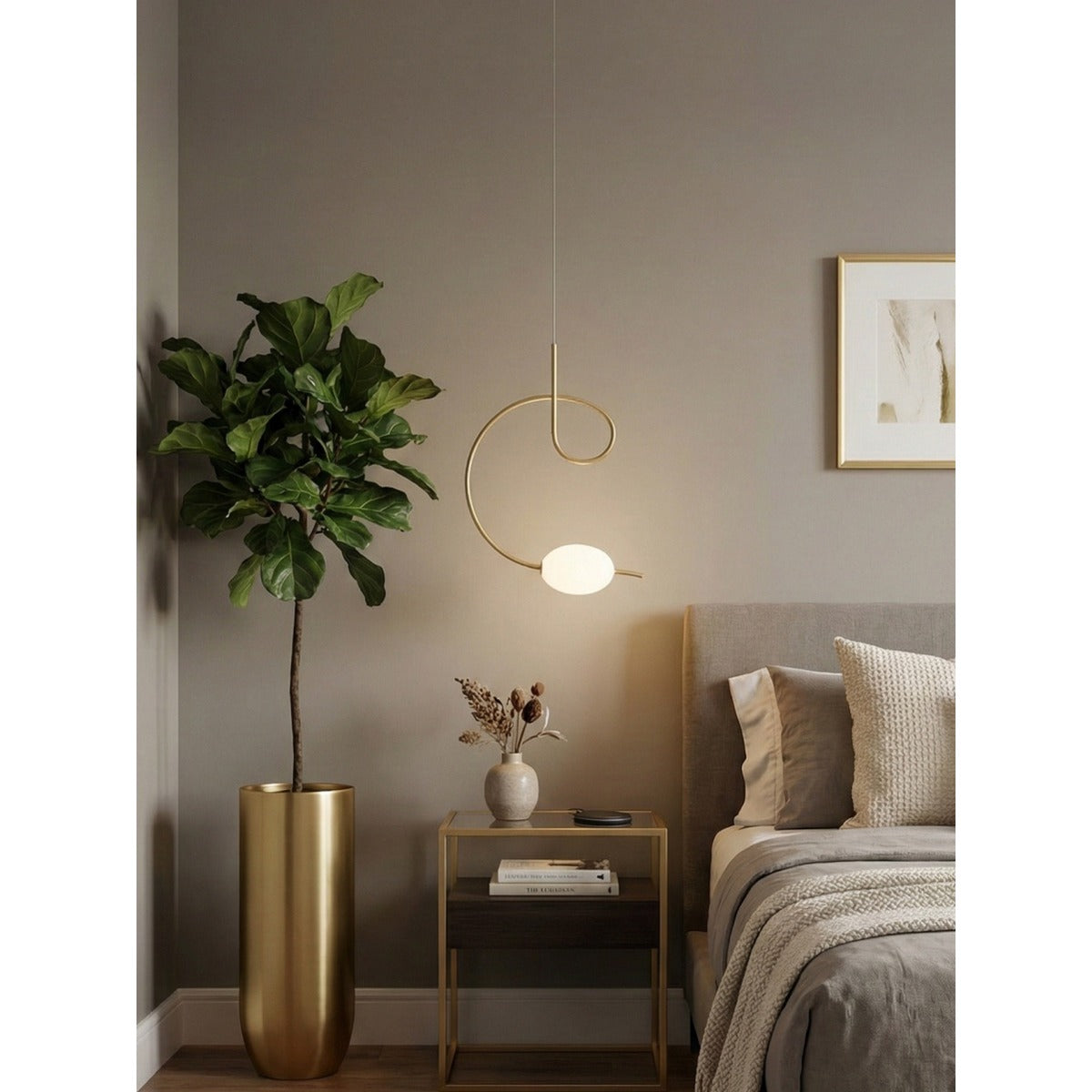JS-GL-18978-1H - Matt Gold Metal Glass Ball Wall Light