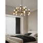 JS-GL-20302-25 - Antique Brass Metal & Onxy Marble Led Chandelier