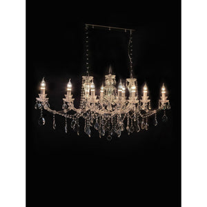 JS-GL-2032-10 - White Metal & Crystals Candle Arm Chandelier