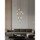 JS-GL-20398 - Antique Brass Metal & Onyx Marble & Acrylic Led Chandelier