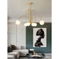 JS-GL-20483-6 - Antique Brass Metal Glass Ball Chandelier
