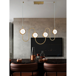 JS-GL-2117-10 - Antique Brass Metal & Acrylic Glass Ball Chandelier