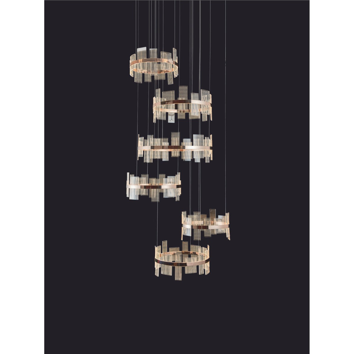 JS-GL-2157-6 - French Gold Metal & Acrylic Led Chandelier