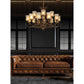 JS-GL-22019-12+6 - Antique Brass Metal & Glass Modern Chandelier