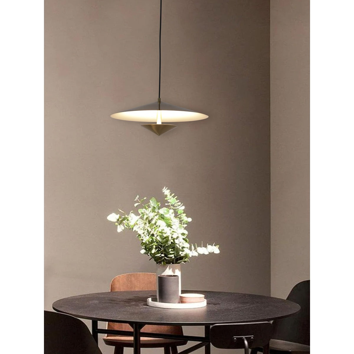 JS-GL-2218-1 - Antique Brass & White Metal & Acrylic Modern Hanging Light