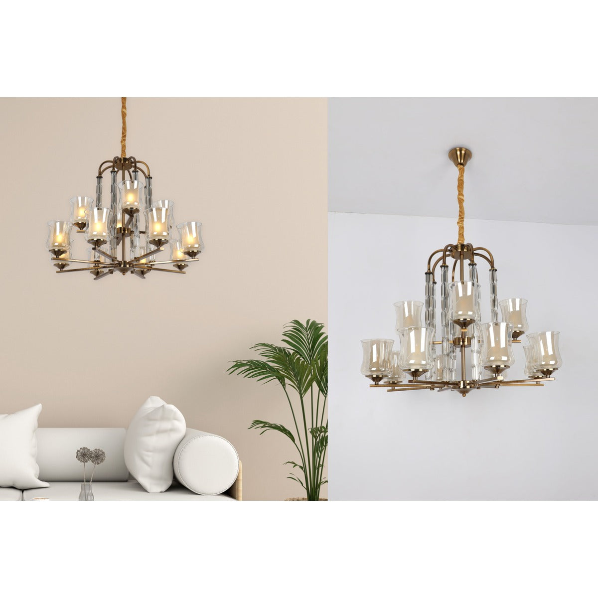 23044- 8+4 12XE27 Hanging Light