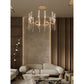 JS-GL-23695D - Champagne Gold Metal & Glass Led Chandelier