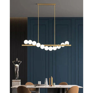 JS-GL-2385-11 - Antique Brass Metal Glass Ball Chandelier