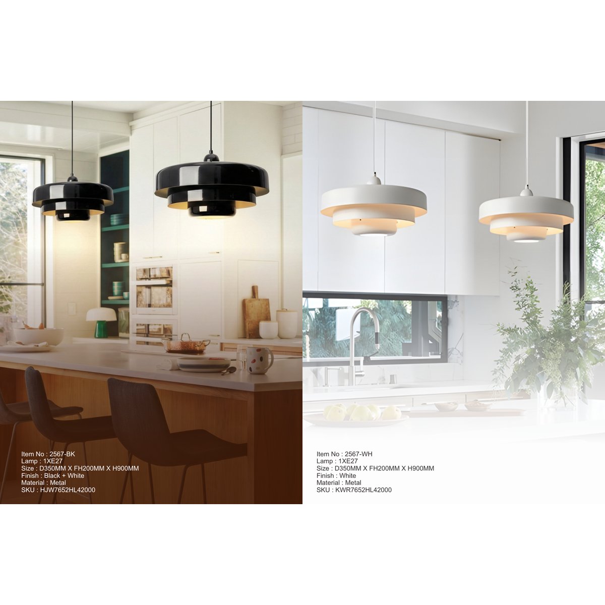 2567-BK 1XE27 Hanging Light