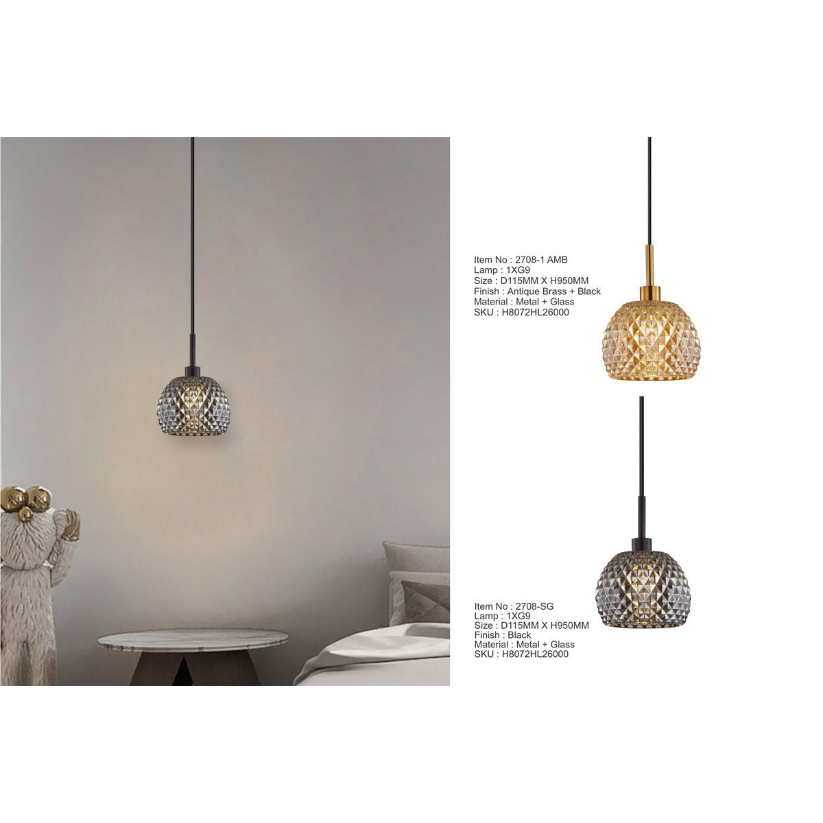 2708-SG 1XG9 Hanging Light