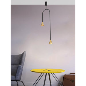 JS-GL-2888-2 - Antique Brass & Black & Gold Metal Modern Hanging Light
