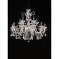 JS-GL-3384L-12+6 - Chrome Metal & Amber Glass & Crystals Candle Arm Chandelier