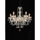 JS-GL-3384L-5 - Chrome Metal & Amber Glass & Crystals Candle Arm Chandelier