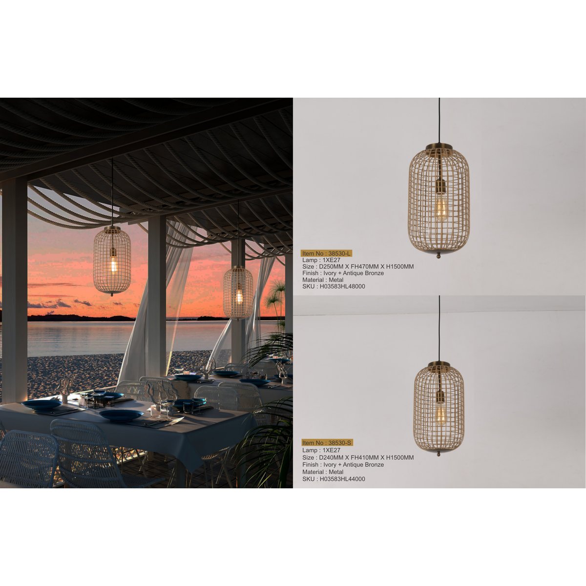 38530-S 1XE27 Hanging Light