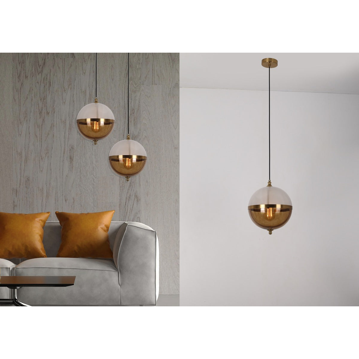 3861-WH+AMB 1XE27 Hanging Light