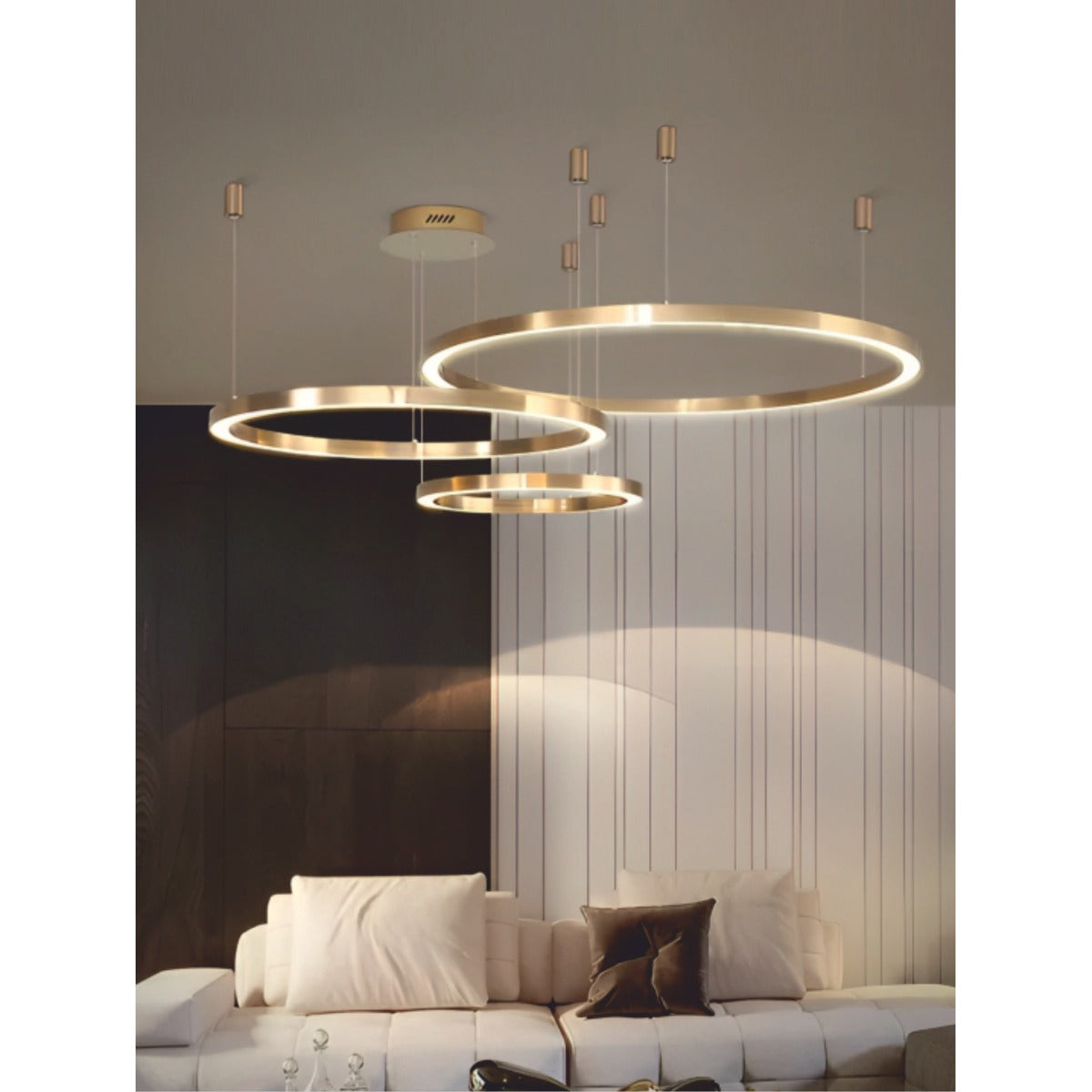 JS-GL-4556-3 - Antique Brass Metal & Acrylic Led Chandelier
