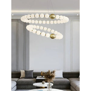 JS-GL-5021-820+620 - Antique Brass Metal & Acrylic Glass Ball Chandelier