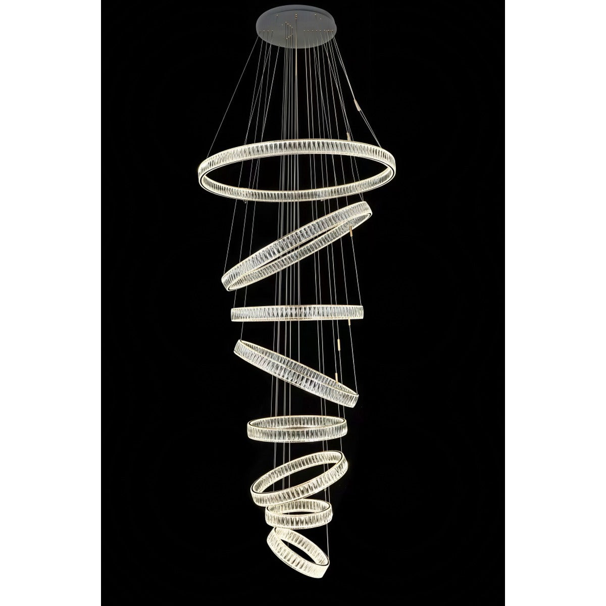 JS-GL-523-8 - French Gold Metal & Crystals Double Height Chandelier