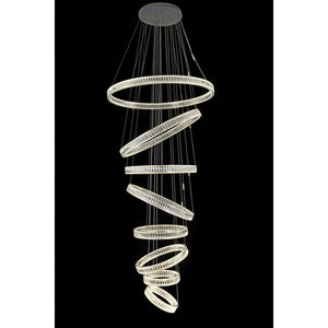 JS-GL-523-8 - French Gold Metal & Crystals Double Height Chandelier