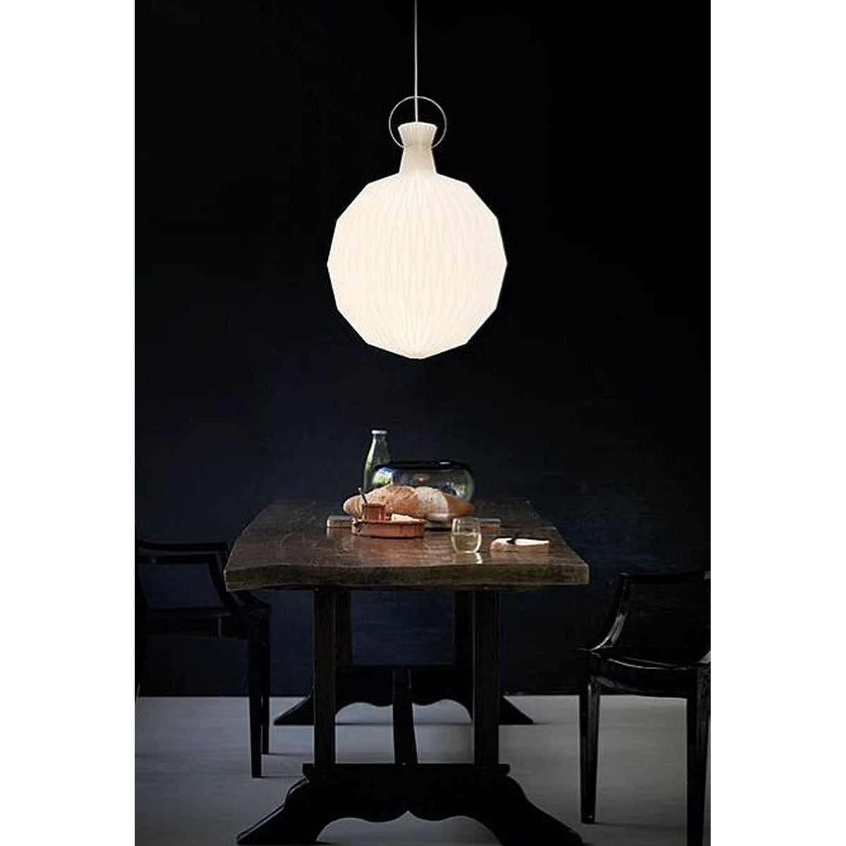 JS-GL-6003-D450 - Chrome & White Rice Paper Modern Hanging Light